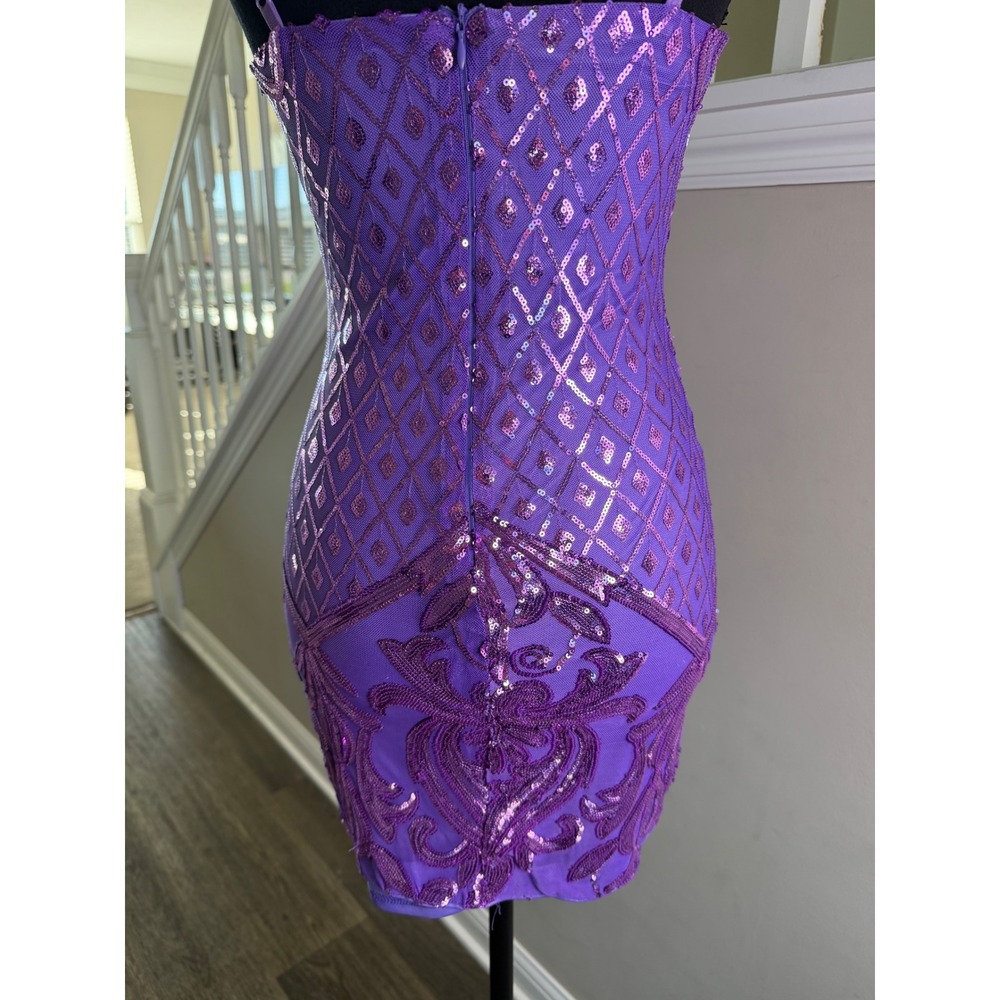 Lulus Dare to Dazzle Sequin Bodycon Mini Dress Pattern XS Cocktail Homecoming - Picture 6 of 10